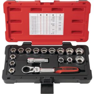 DOUILLE TRAVERSANTE TRIPLEplus® 3/8" - 1/2" COFFRET DE 17 PIECES   KS TOOLS
