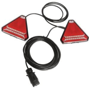 EQUIPEMENT DE SIGNALISATION ARRIERE MAGNETIQUE FEUX LED TRIANGLE CABLE 12 M / 4,5 M TECHNI-POWER