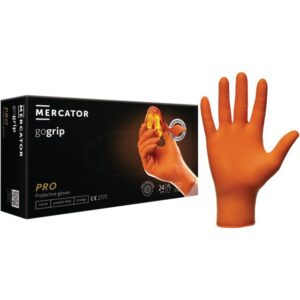 GANTS NITRILE EPAIS GOGRIP ORANGE BOITE 50 8-9 MERCATOR