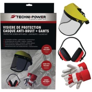 KIT DE PROTECTION: VISIERE + CASQUE ANTI-BRUIT + GANTS TECHNI-POWER
