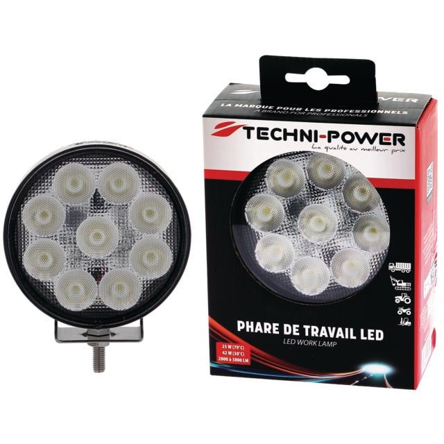 PHARE LED ROND 12/24V 42W 3800 LUMENS AVEC PROTECTION DE SURCHAUFFE TECHNI-POWER
