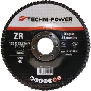 DISQUE A LAMELLES MOYEU DEPORTE 125 MM GRAIN 40 ZIRCONIUM TECHNI-POWER x10