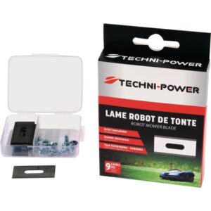 LAME ROBOT TONTE ACIER INOXYDABLE TROU FIXATION OBLONG HUSQVARNA GARDENA BLISTER DE 9 TECHNI-POWER