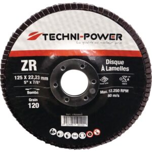 DISQUE A LAMELLES MOYEU DEPORTE 125 MM GRAIN 120 ZIRCONIUM TECHNI-POWER x10