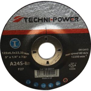 DISQUE A EBARBER METAL INOX MOYEU DEPORTE 125X6,5X22,2 MM TECHNI-POWER x10