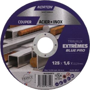 DISQUE A TRONCONNER FIN METAL INOX PLAT 125X1,6X22,2 MM EXTREME BLUE PRO NORTON x25
