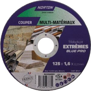 DISQUE A TRONCONNER FIN MULTI-MATERIAUX PLAT 125X1,6X22,2 MM EXTREME BLUE PRO NORTON x25