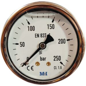MANOMETRE 63 MM 250 BAR ARRIERE 1/4"